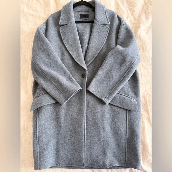 Isabel Marant Coat - Gray Wool Oversize Size 38 NWT - Picture 3 of 5